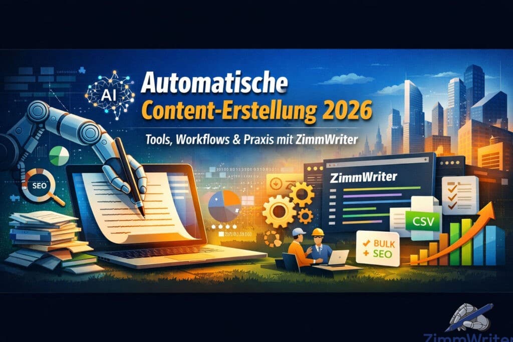 Automatische Content-Erstellung 2026: Tools, Workflows und Praxis mit ZimmWriter
