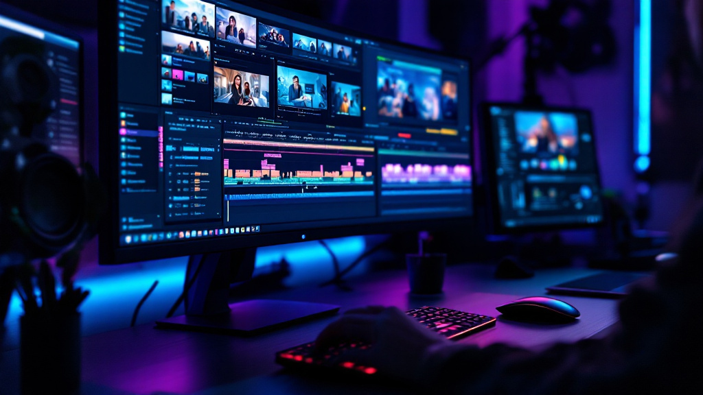 Professioneller Video-Editing-Arbeitsplatz für Content-Produktion
