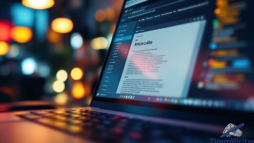 Website-Editor zeigt fokussierten Artikel-Content auf Bildschirm